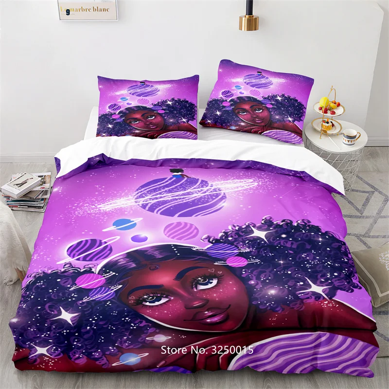 

Наволочка для кровати с 3d-цифровым принтом для красивой черной девушки, роскошное постельное белье для женщин и девушек, Королевский размер...