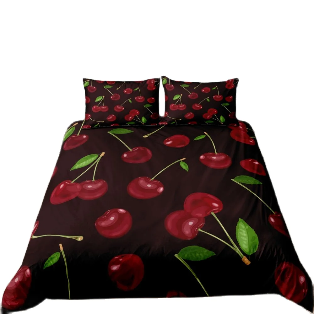 Комплект постельного белья с принтом красной вишни одеяло цвета Бургунди для