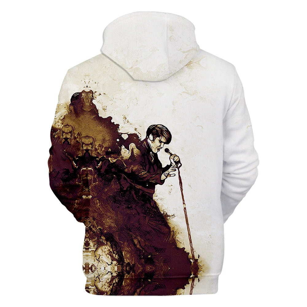 Elvis Presley new men and women 3D hoodie fashion orange casual Elvis Presley Harajuku 3DHooded autumn and winter pullover