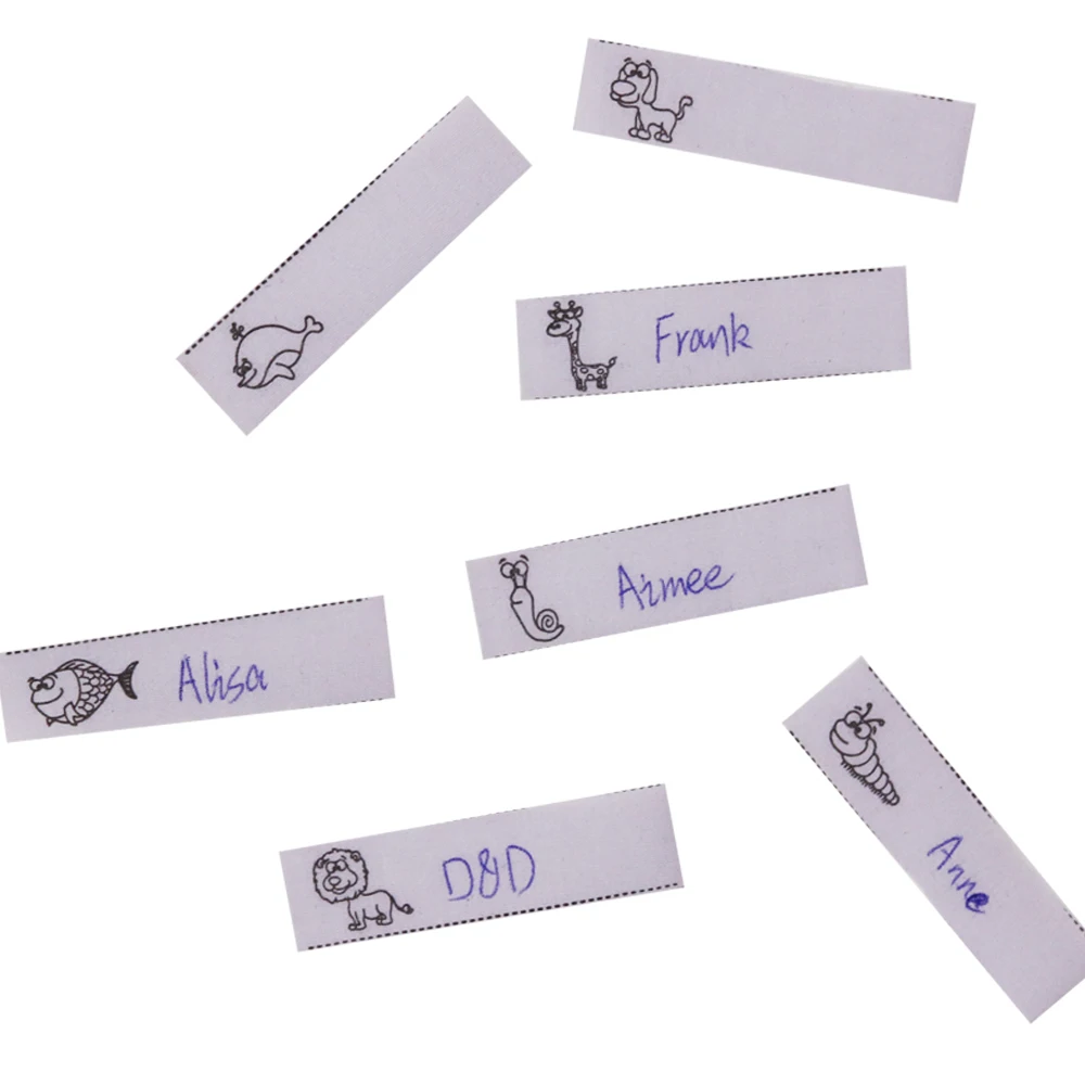 Белая этикетка с именем моющиеся этикетки утюгом для одежды тканевые ярлыки