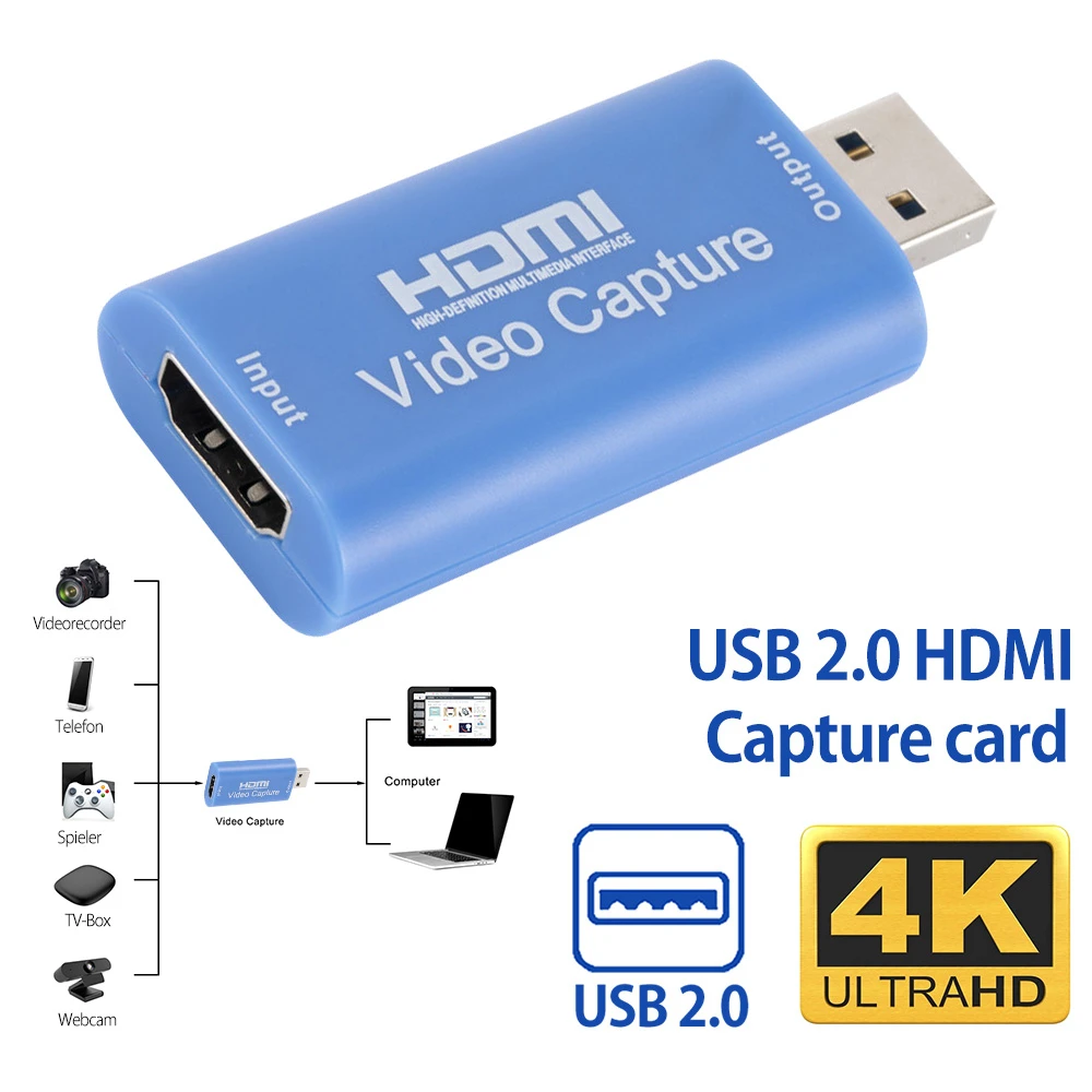 4K 1080P захват видео через USB совместимая с HDMI карта записывающее устройство для PS4