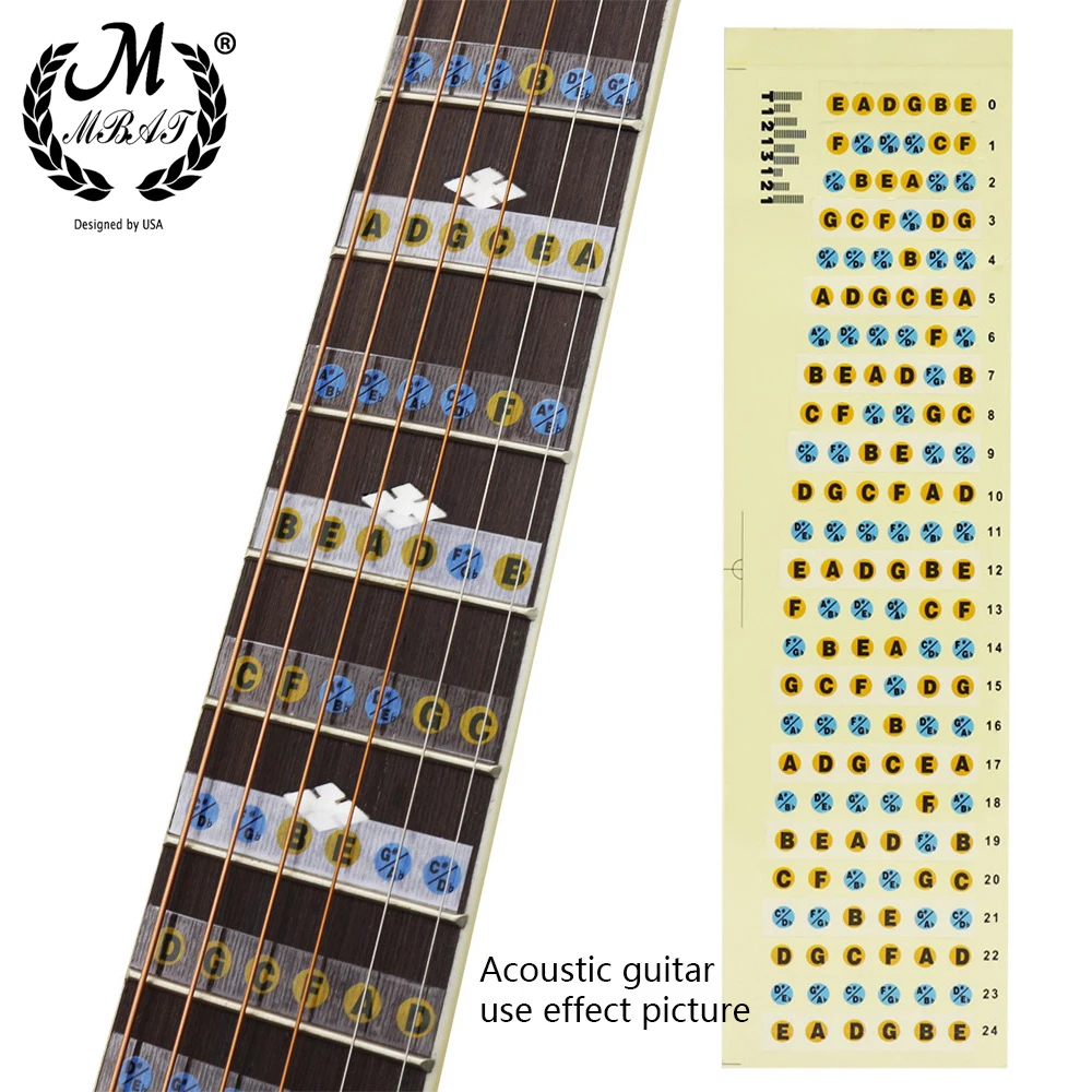 M мбат гитары гриф Примечания карта этикетки Стикеры лад наклейки для 6 String