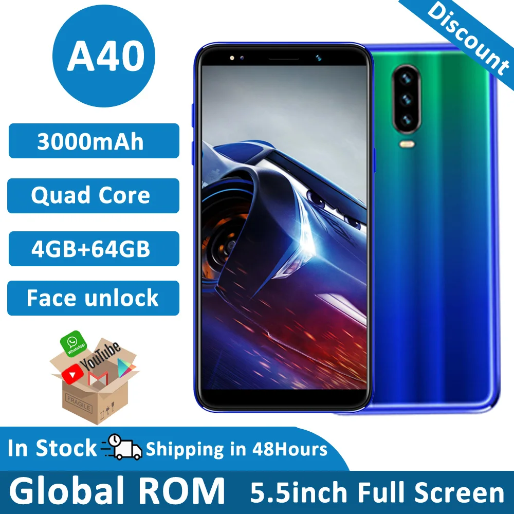 A40 смартфон с 5 дюймовым дисплеем четырёхъядерным процессором MTK6580 ОЗУ 4 Гб ПЗУ 64