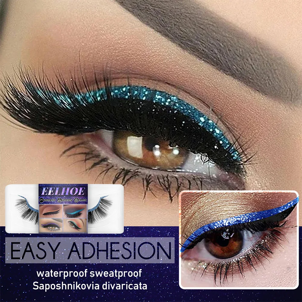 

Reusable Eyeliner Sticker with Eyelashes Self-Adhesive Double Eyelid Tape Eye Line Strip Sticker Gift for Women