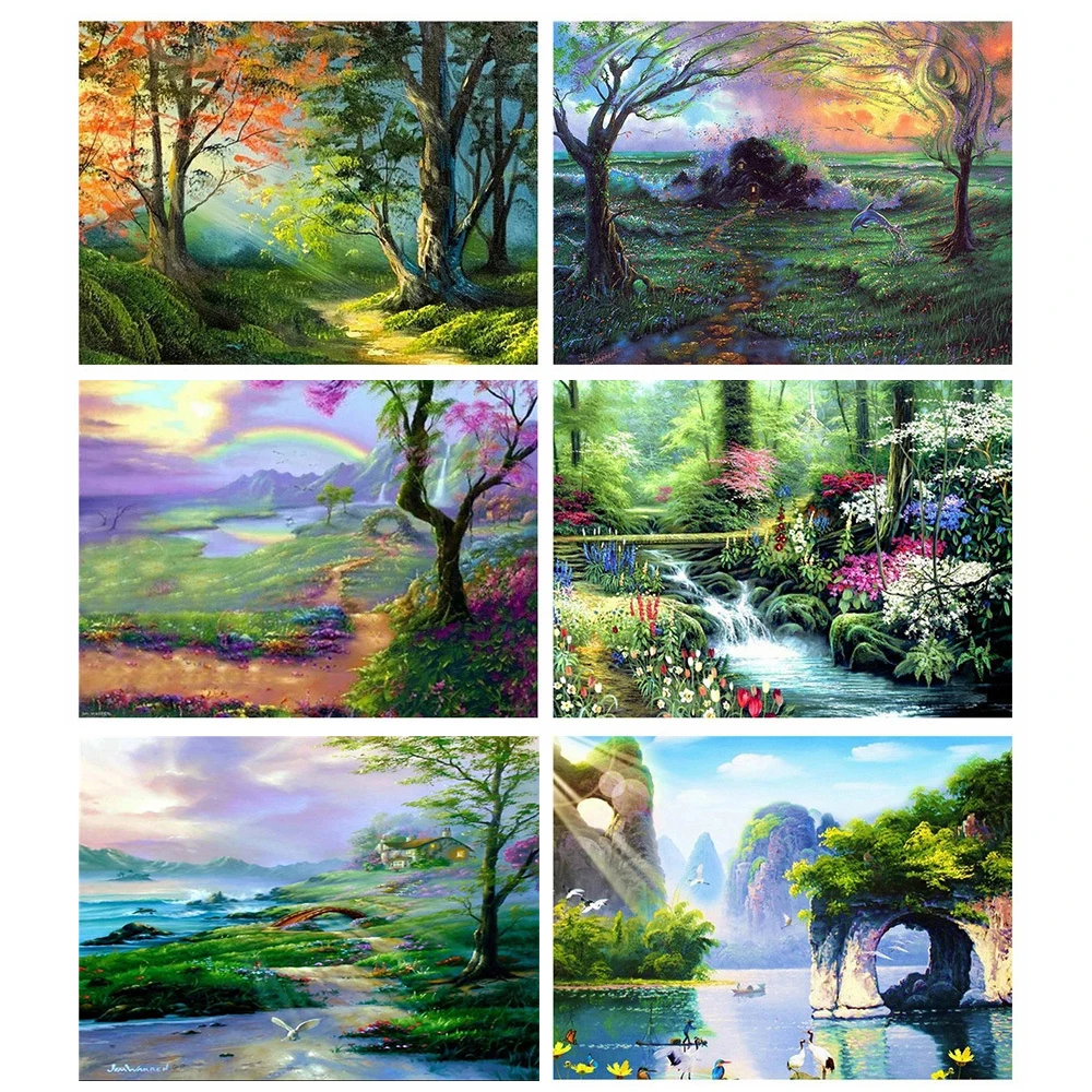 

Полноразмерная алмазная живопись, натуральная мозаика, пейзаж, ручная работа, алмазная вышивка «сделай сам», лесное дерево, домашний декор, ...