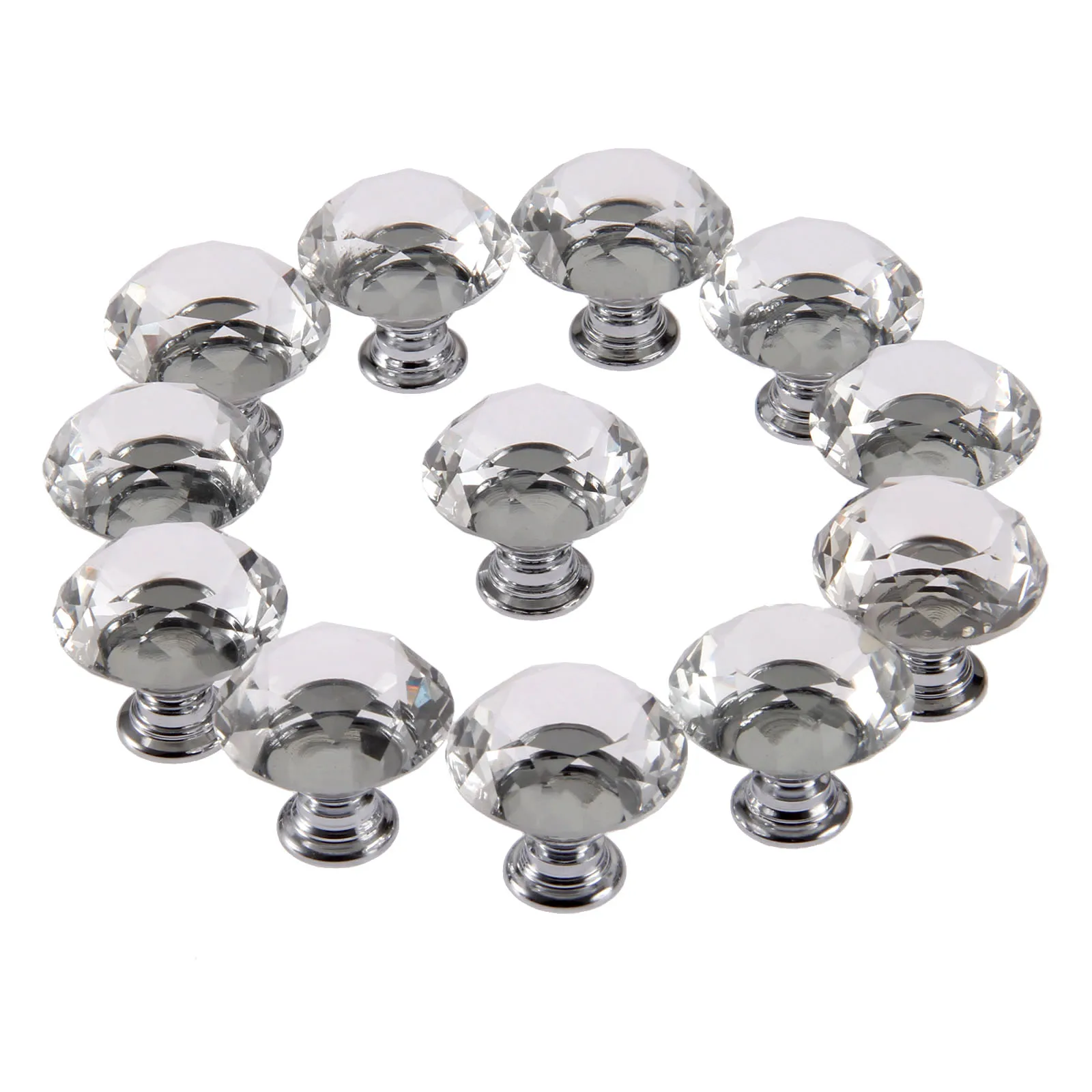 12 шт. 30 мм хрустальные стеклянные дверные ручки ручка для ящика шкафа мебели