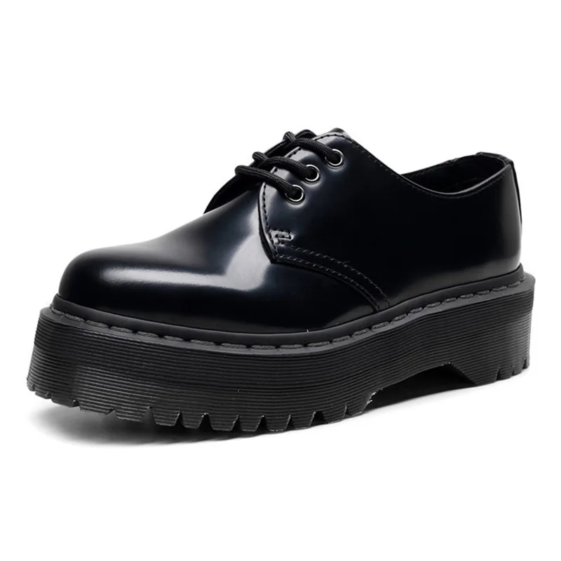 

New Women Ankle Boots Slip-on Platform Black Shoes Genuine Leather Autumn Cartoon Animation Ladies Flat Platform Footwear