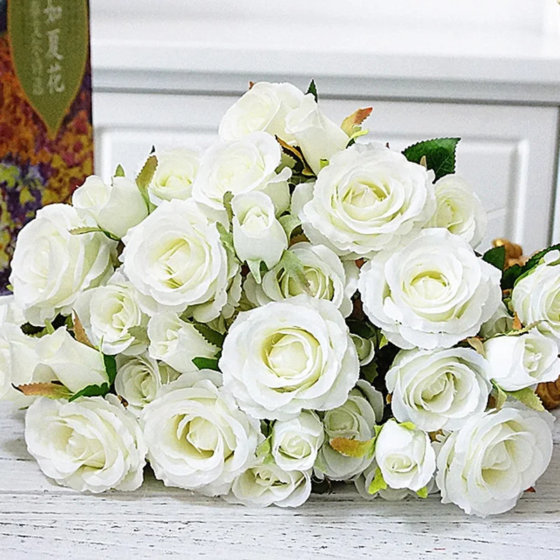 5 цветов/ветка искусственные свежие розы настоящие на ощупь цветы Декор для дома