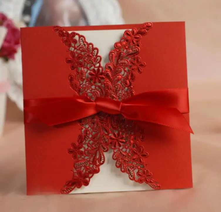 Красный белый лазерный разрез класса люкс с цветочным принтом и бантом свадебные