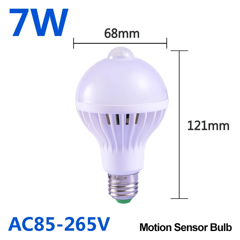 7W Sensor Bulb Умный светодиодный датчик движения ночник 5 Вт 7 Вт 9 Вт 12 Вт 18 Вт 220 В PIR сенсорные лампы потолочные лампы-светильники для дома лестничный коридор белый - Испускаемый цвет: 7W Sensor Bulb