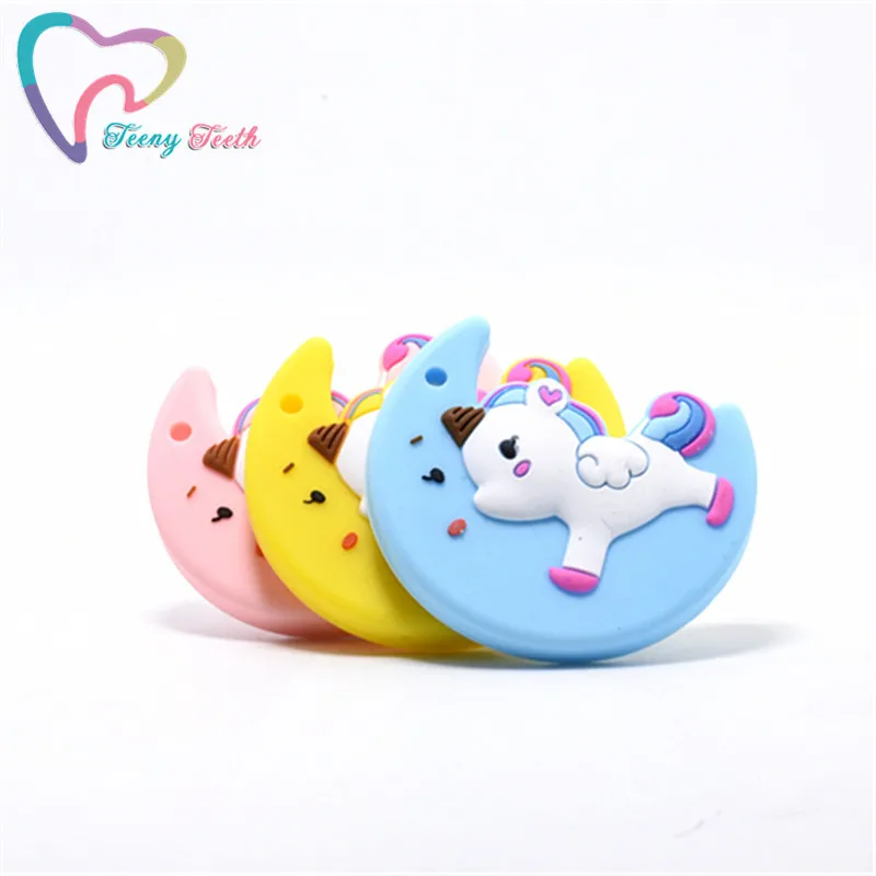 1PC BPA Free Baby Teethers Moon Unicorn Silicone Cartoon Animal Teether Beads Food Grade Teething Toys DIY Necklace Pendant | Украшения и