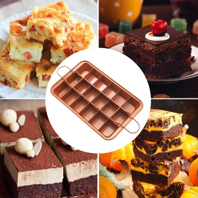 

Professional Bakeware 18 Cavity Baking Tools Easy Cleaning Square Lattice Chocolate Cake Mold Brownie Baking Pan Non-Stick-35