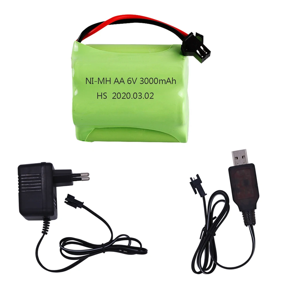 Ni-mh аккумулятор 6 в 3000 мАч SM разъем и USB зарядное устройство для Rc игрушек