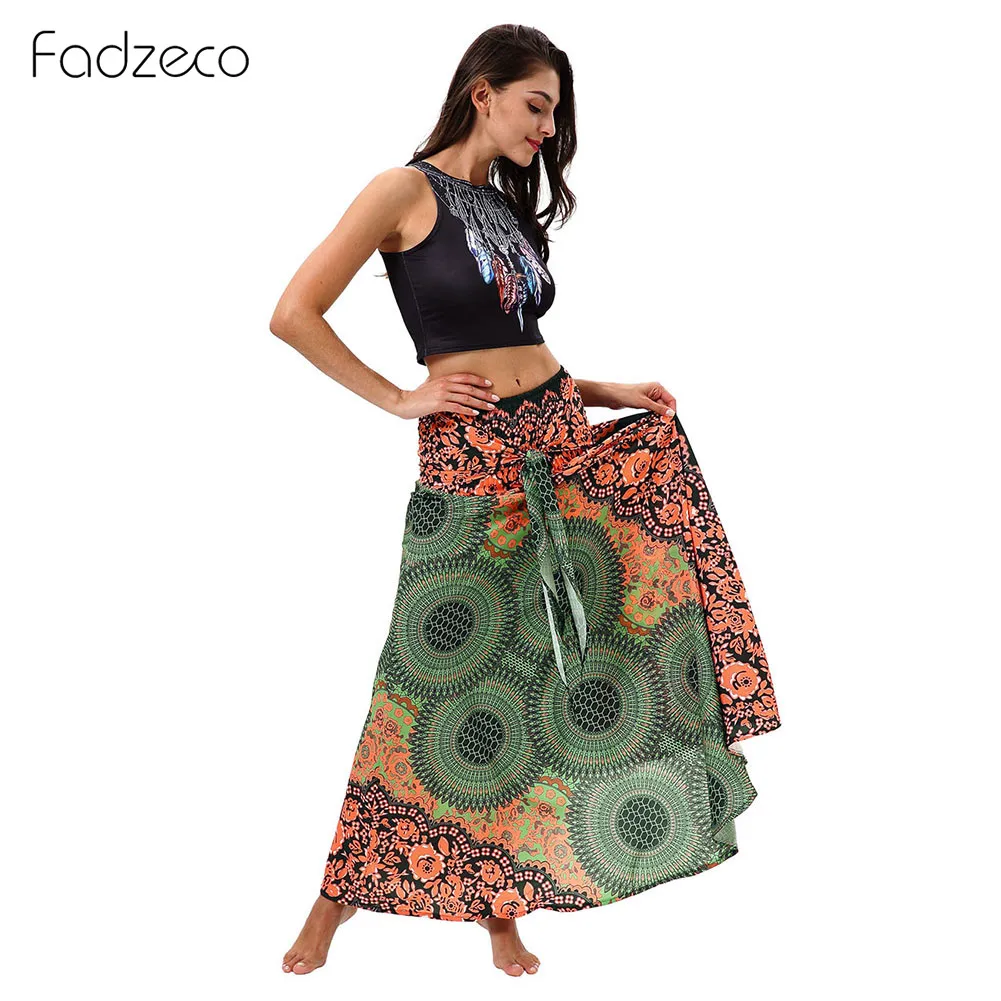 Fadzeco африканская одежда для женщин модное богемное сексуальное платье на бретельках с этническим принтом женская большая Юбка-миди Mult-way носить