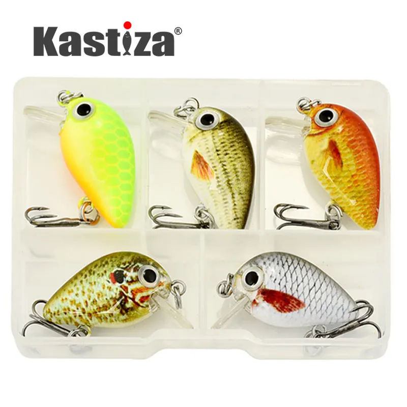 

5pcs/Set Fishing Lures Set Mini Crankbait Black Minnow Bass Trout Lure Fishing Bait Wobblers 2.5cm 1.5g with Fishing tackle box