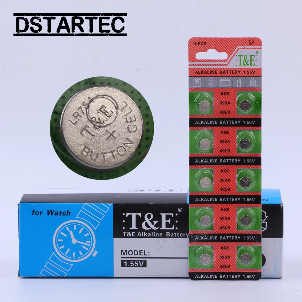 Батарейки AG5 AG 5 G5 393A LR48 LR754 15 1 55 D309 193 RW28 10 шт. 30 мАч 399 в|Часовые батарейки| |