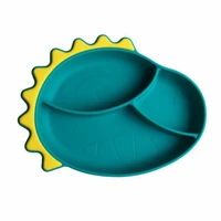 silicone baby dinning bowl complementary food dish silicone baby grid plate cartoon dinosaur infant feeding tableware food grade