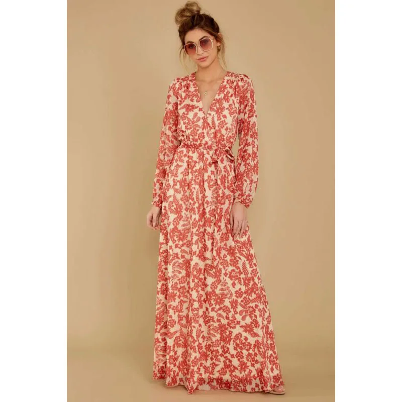 Женское длинное шелковое платье макси модное пикантное с длинным рукавом