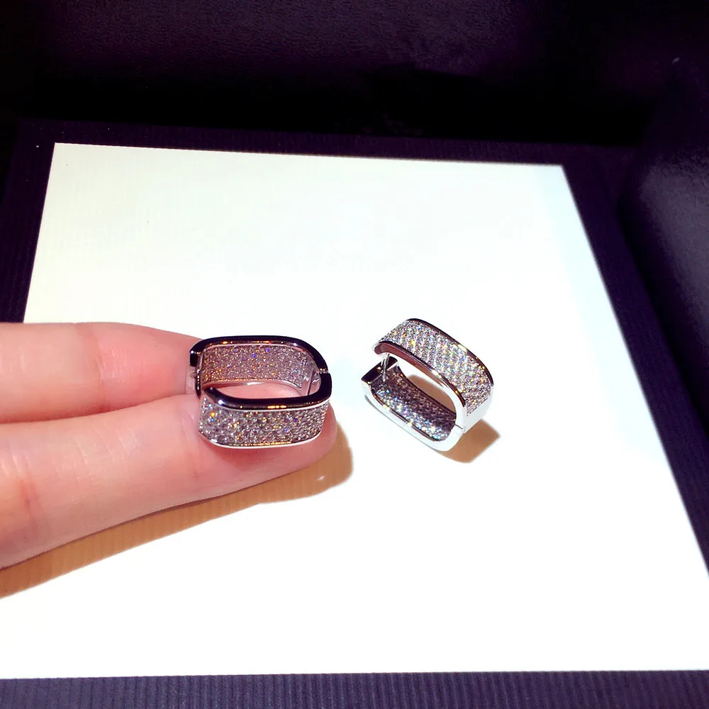 

Super Shiny CZ Buckle Earrings For Women High Quality Delicate AAA Zircon Geometric Earring Party Jewelry Pendant Accessories