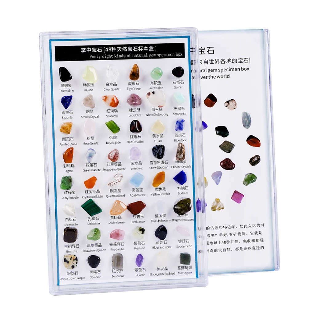 48pcs Natural Mineral Gemstone Rocks Crystal Polished Science Stones Collection Supplies Valentine's Day Present Gift | Дом и сад