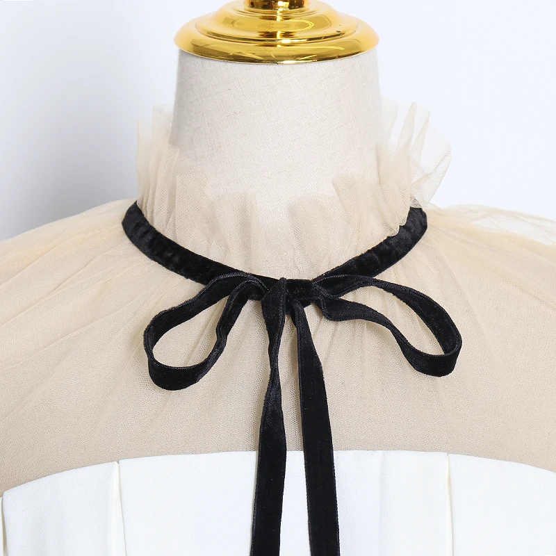 Женская винтажная блузка TWOTWINSTYLE Лоскутная сетчатая рубашка с воротником-стойкой