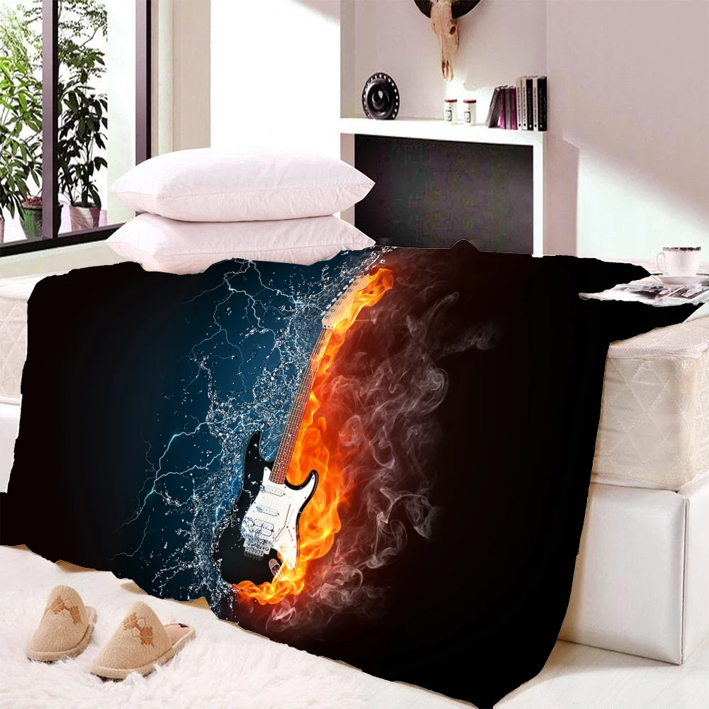 Одеяло для детей 3D цифровые музыкальные инструменты принт шерпа Флисовое одеяло
