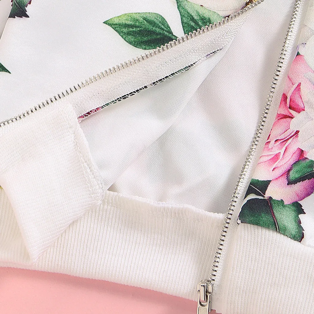 Детская куртка с длинным рукавом на молнии цветочным принтом | одежда и обувь