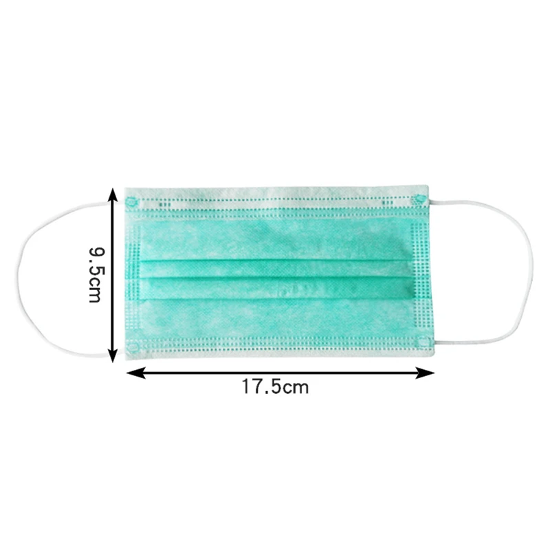 10/50/100/200/500pcs Disposable Face Mask 3-layer Filter Anti Dust Smog Earloop Breathable Gauze Green Adult Mouth | Красота и