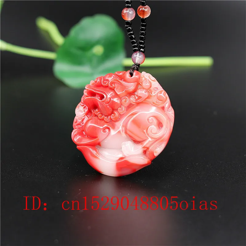 Подвеска из натурального красного белого китайского Нефритового дракона