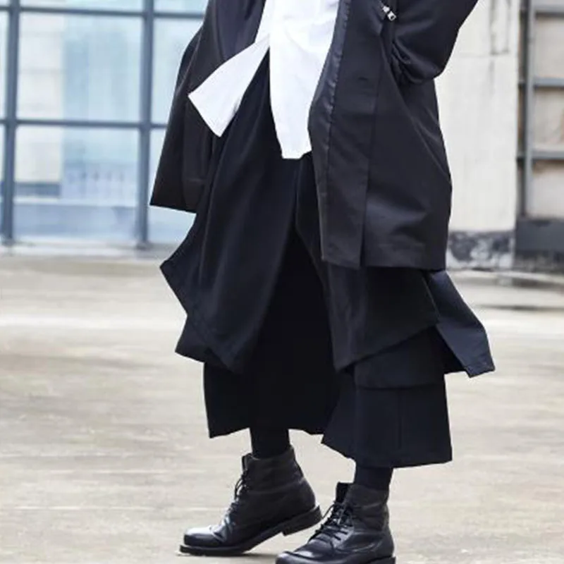 Мужская Уличная одежда в стиле хип-хоп панк готика черные шаровары свободные