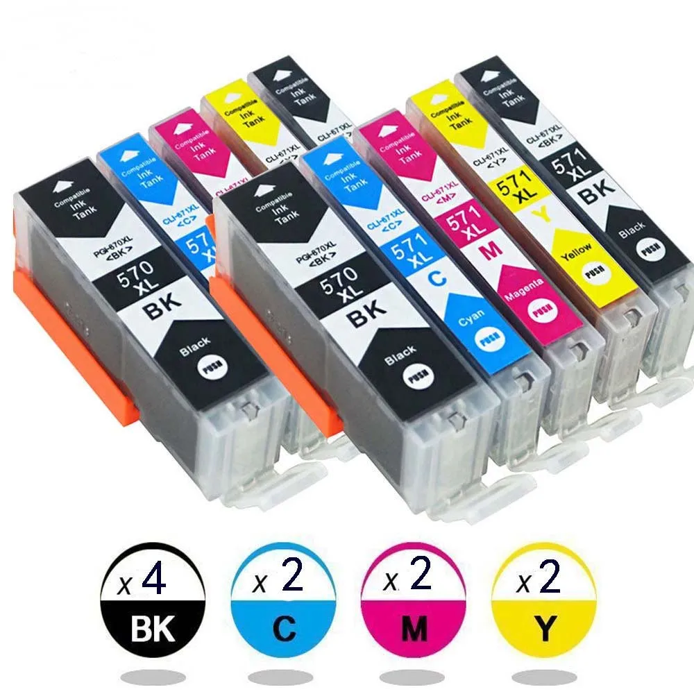 10PK PGI-570 CLI-571 Совместимый картридж для принтера canon PIXMA MG7750 MG7751 MG7752 MG7753 TS8050 TS8051 |