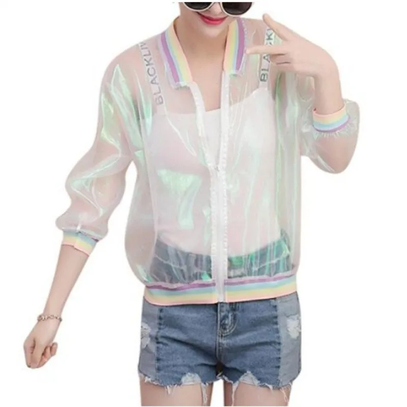 2019 женская летняя бейсбольная Солнцезащитная куртка в стиле Харадзюку с