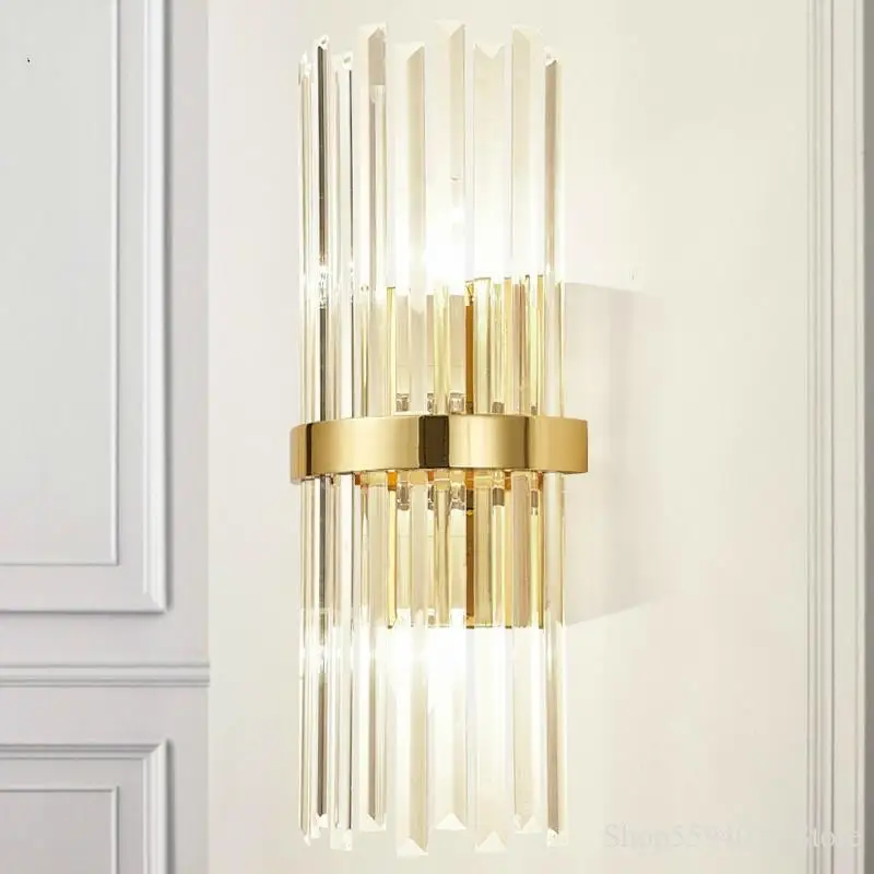 Lampada da parete moderna in cristallo di lusso americano semplice soggiorno camera da letto lampada da comodino Decor applique da parete per la casa Luminaria