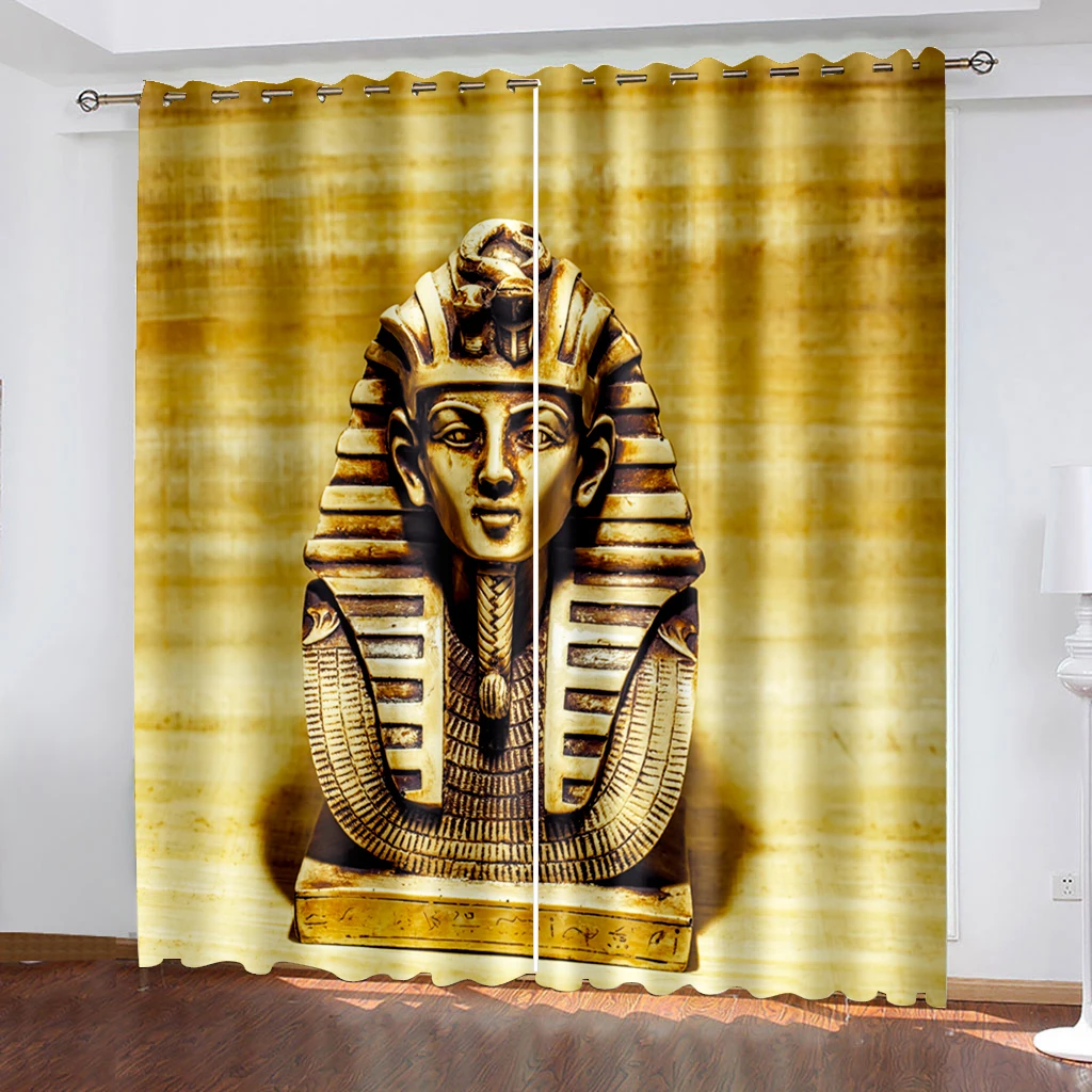 

Украшение дома Шторы Гостиная Спальня черная шелковая ткань втулка верхние шторы Шторы s затенение человеческое лицо Сфинкс шаблон печати