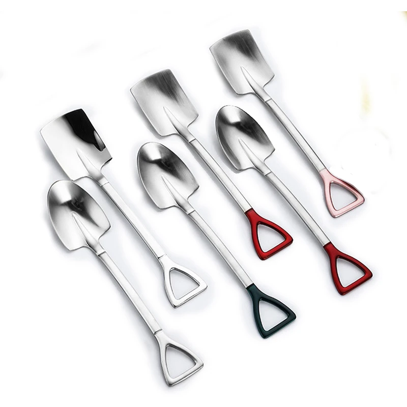 

6 PCS Shovel Spoons Stainless Steel Coffee Spoon Creative TeaSpoons for Coffee Ice Cream Scoop Tableware Cutlery Set Dropshiping