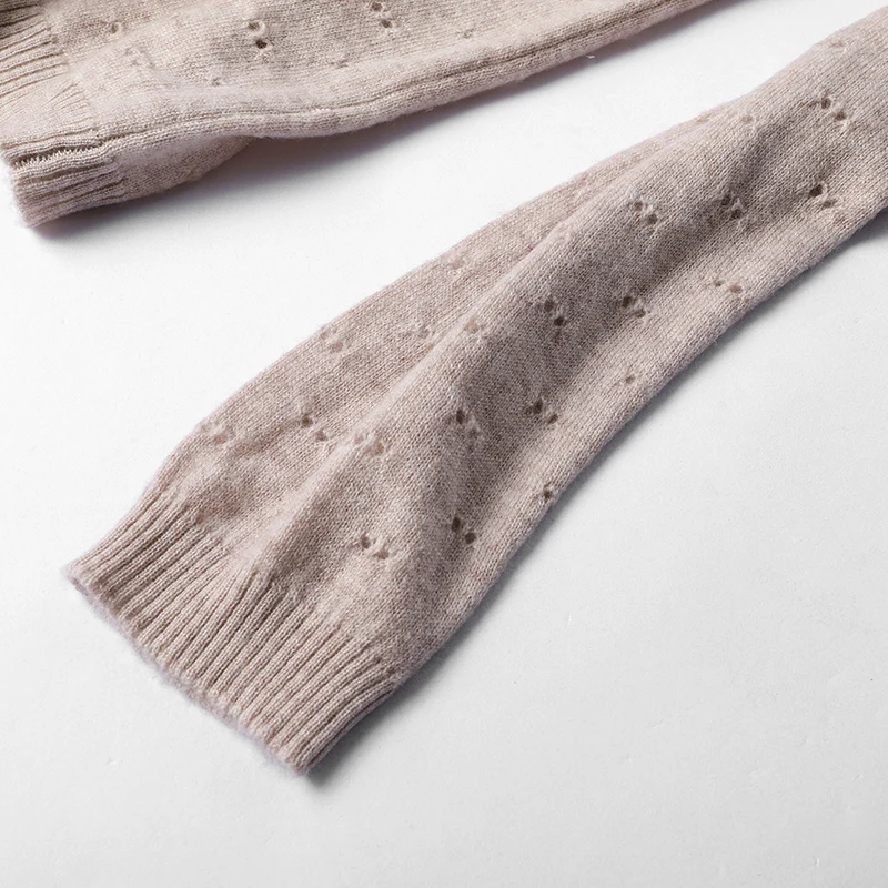 

2020 New Autumn Fashion Women O-neck candy color Sweater Hollow Out Outerwear Pullovers Knit 100% Wool Sweater Women's Clothes