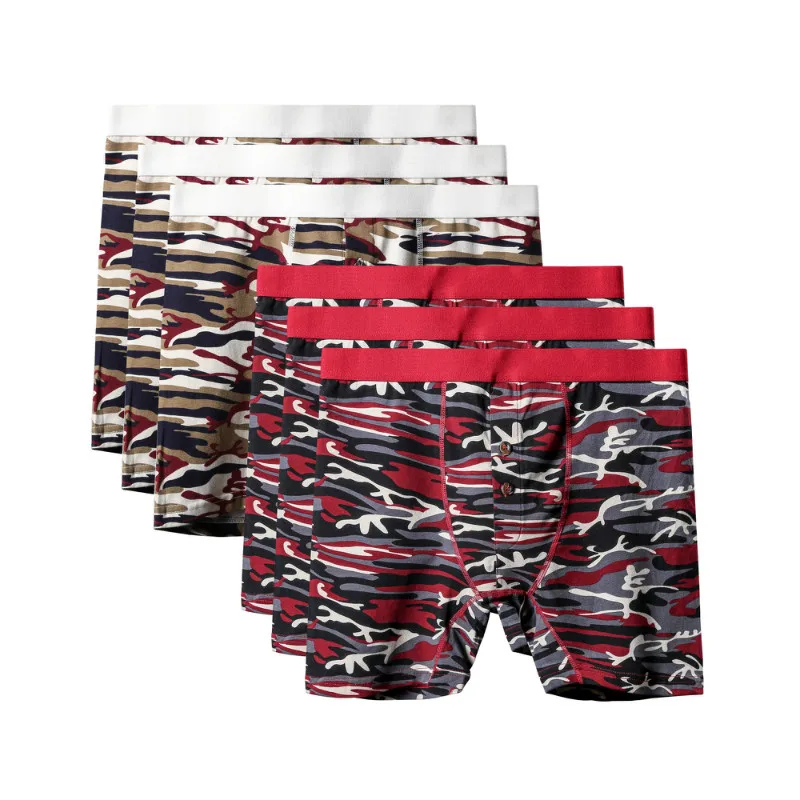 6Pcs A1145 Mix A23 6 шт./лот, качественное Мужское нижнее белье размера плюс, камуфляжное нижнее белье, боксеры для мужчин, длинные ноги, хлопковые боксеры, шорты для мужчин, s u-выпуклые мягкие трусы 6XL - Цвет: 6Pcs A1145 Mix A23