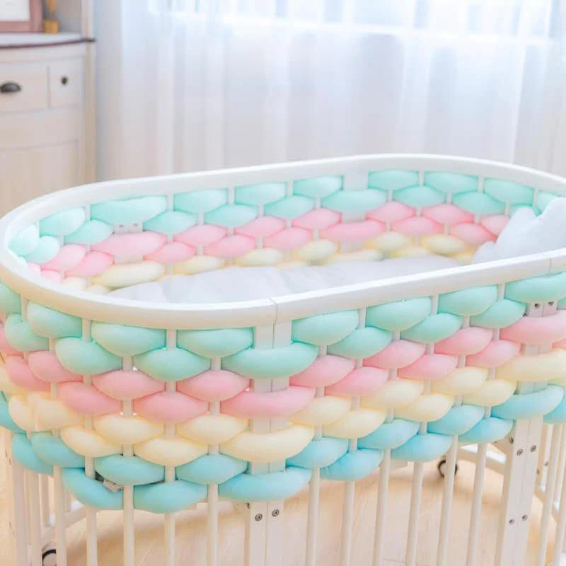 

4/5/6M Single Strand Baby Bumper Bed Braid Knot Pillow Cushion Bumper For Infant Bebe Crib Protector Cot Bumper Room Decor