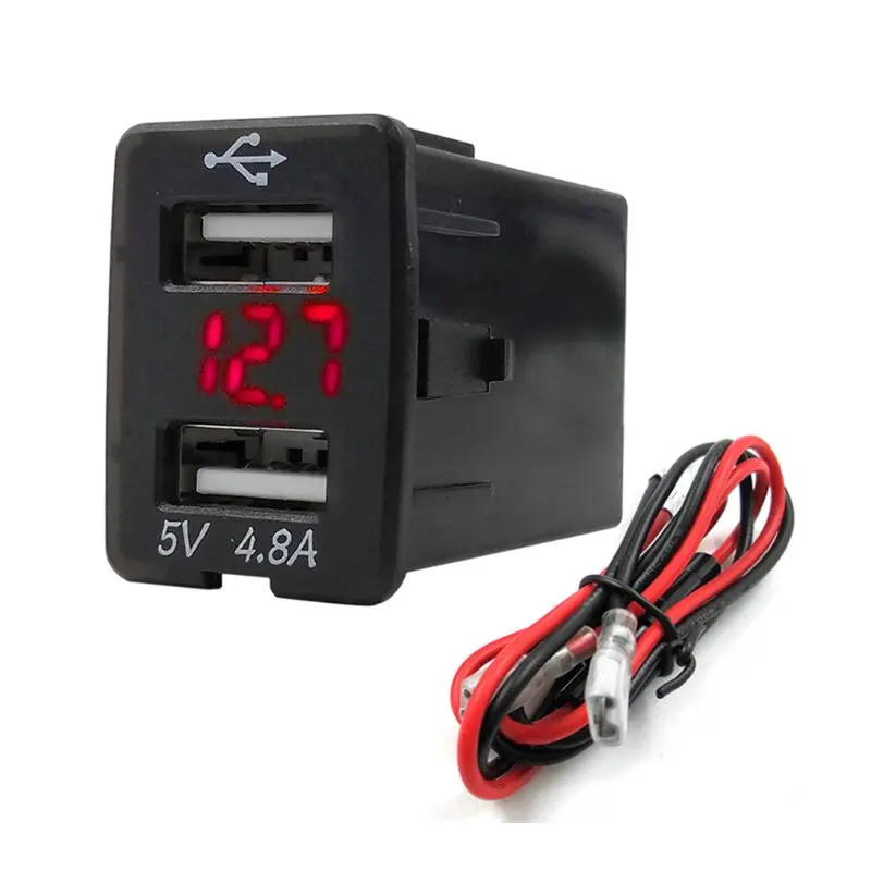 

2020 new 12V Dual USB Car Charger LED Voltmeter 4.8A Power Adapter Dropshipping