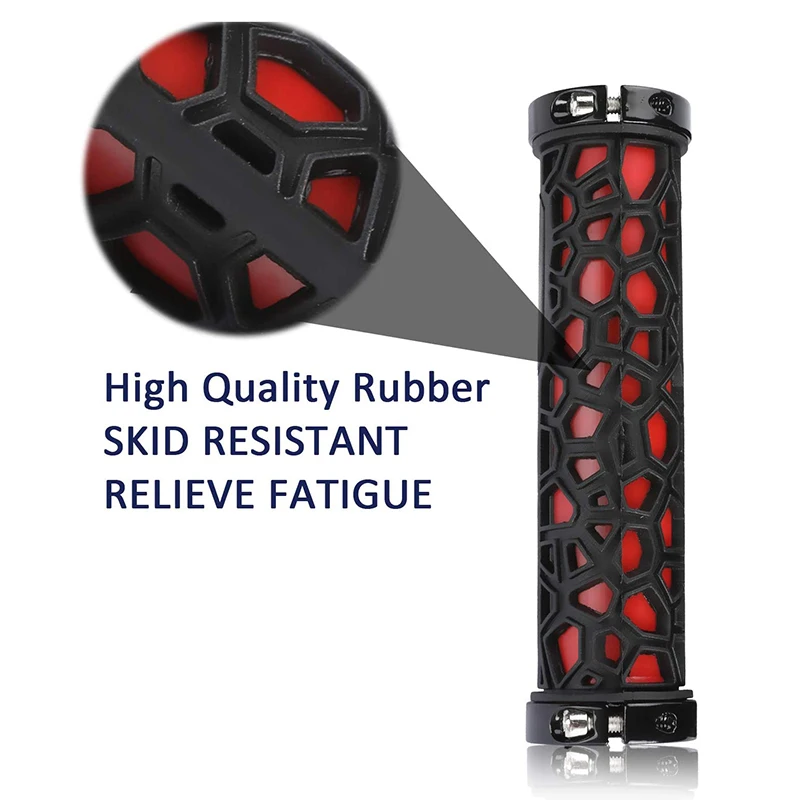 Dual Lock-On Bike Grips Handlebar Anti-Skid for Mountain Bicycle Handlebars Partsn red | Спорт и развлечения