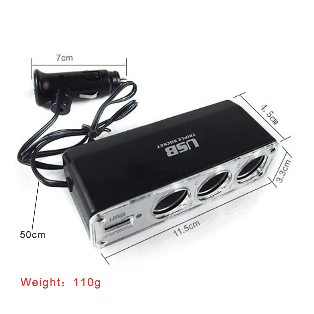 Автомобильный прикуриватель с несколькими гнездами тройной разветвитель USB