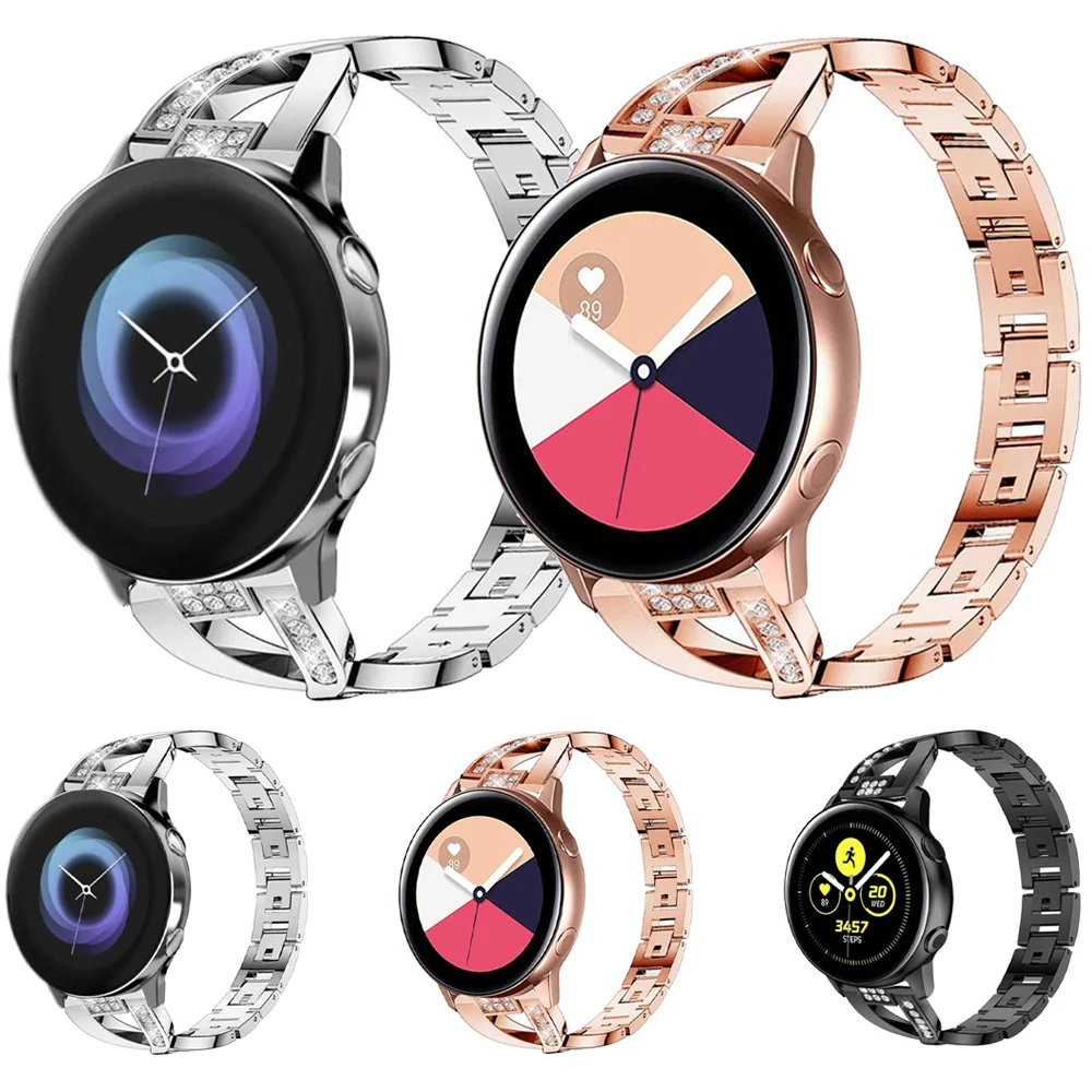 

20mm 22mm Diamond Wrist Strap for Samsung Galaxy 42/46mm Active 2 Watch Women's Band for Galaxy Watch3 41/45mm Gear Watchband