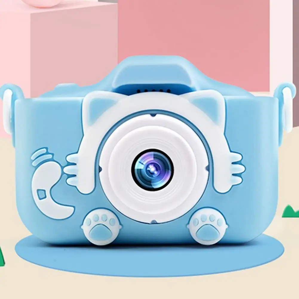 Kids Cameras With Cute Cat Protective Shell Mini Digital HD 2000W IPS Screen Toys For Girls Children Boys Video Camera