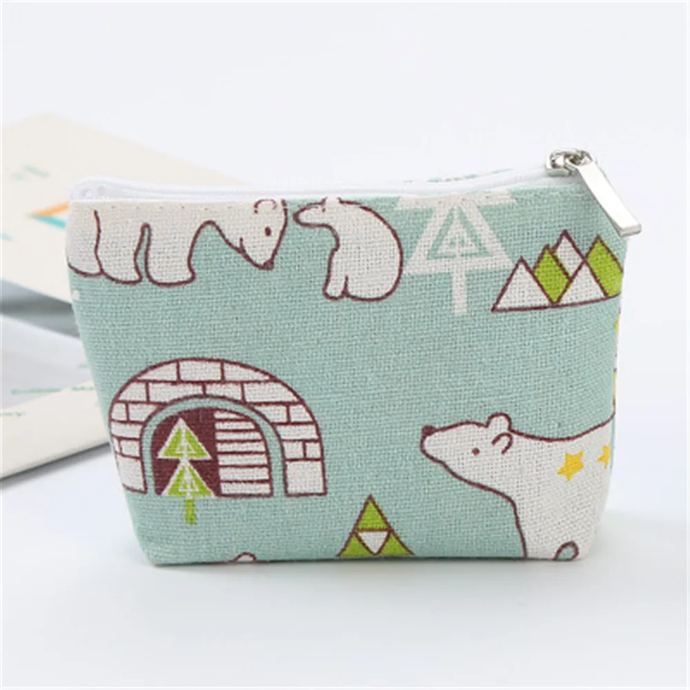 Новый корейский хлопковый и льняной Кошелек для монет тканевый кошелек с принтом