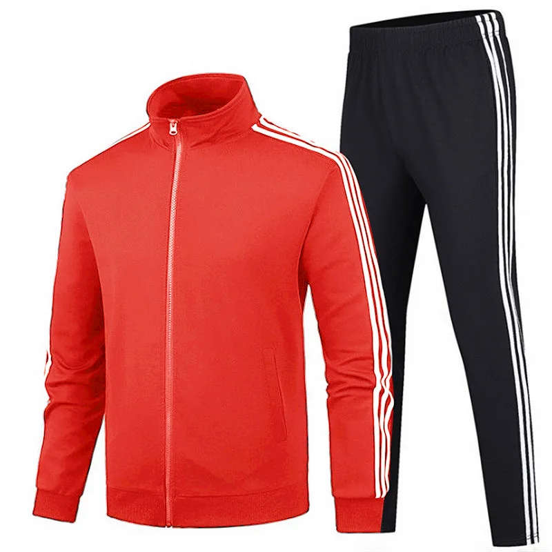 

Striped Men’s Jogging Tracksuit Sports Jacket + Pants 2Pcs Suit Autumn Running Set Sportswear Gym Fitness Workout Man Tracksuits