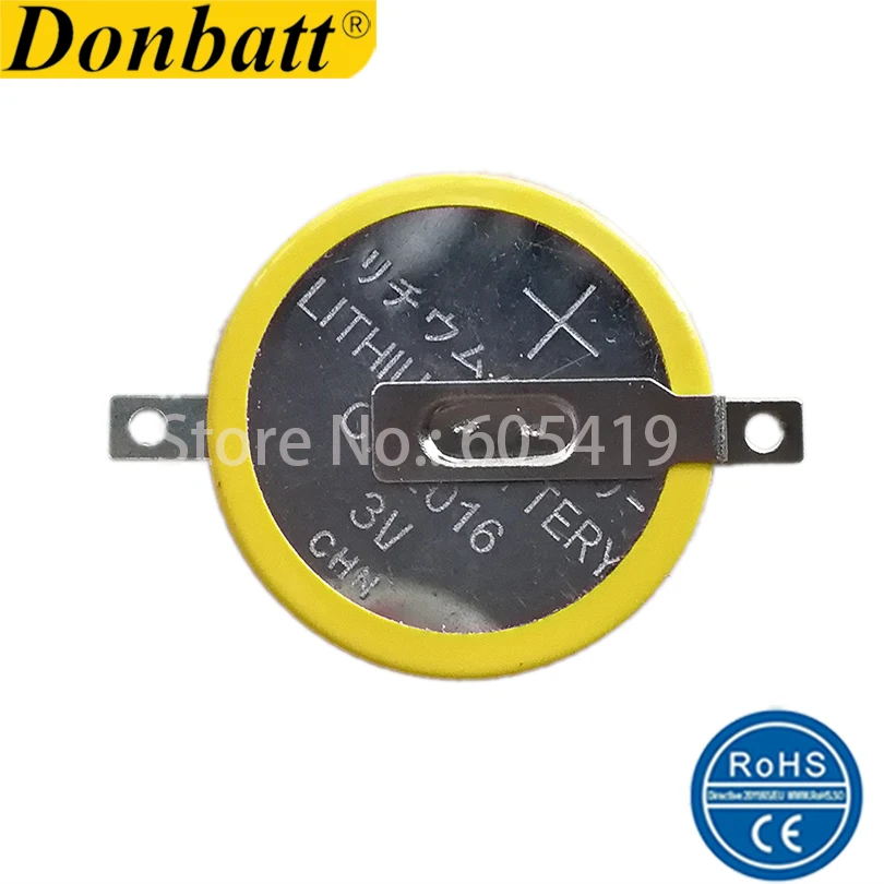 100% свежий литиевый Монетный элемент CR2016 3 в с 2 контактными паяльными вкладками