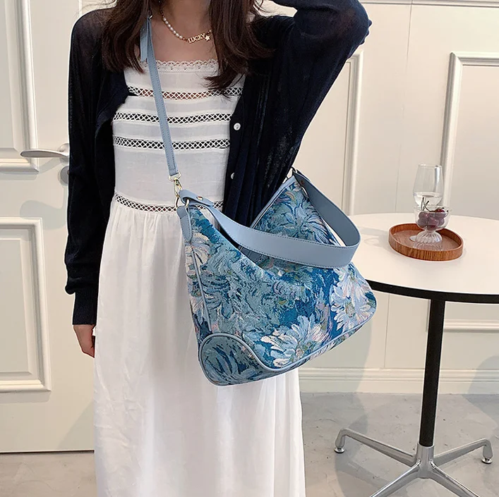 Large Capacity Women's Bag Single Shoulder Oil Painting 2021 New Fashion Summer | Багаж и сумки