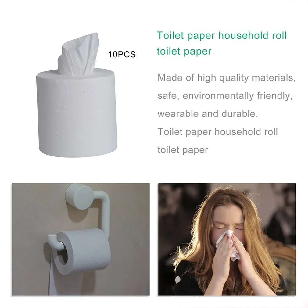 10 рулонов белой туалетной рулон бумаги ткани 3Ply бумажное полотенце Бытовая