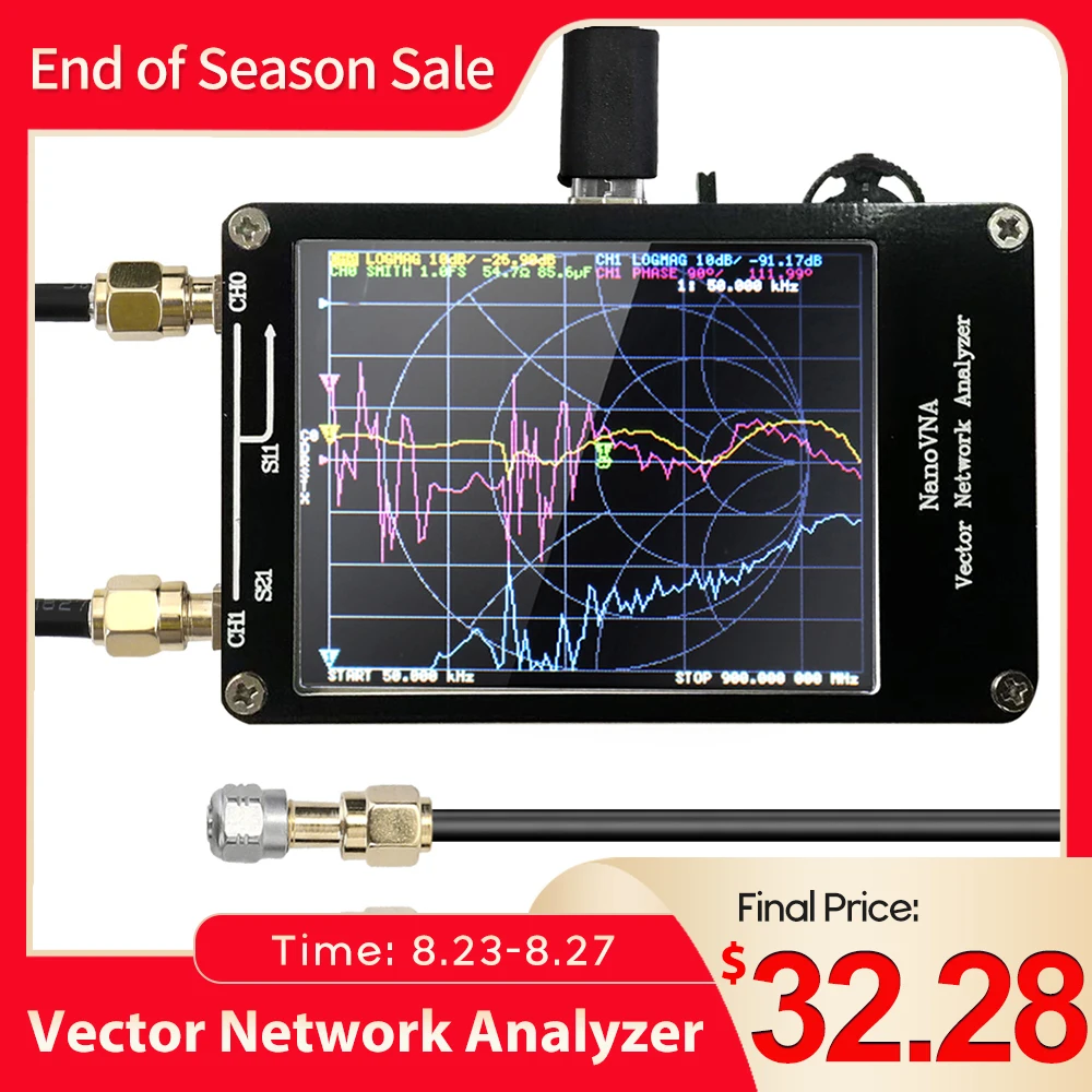 Векторный анализатор сети 50 кГц 900 МГц цифровой дисплей сенсорный экран коротких