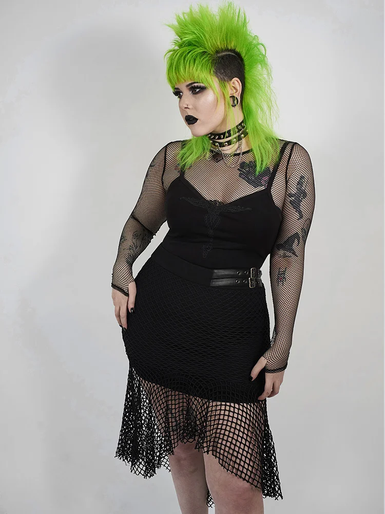 Юбка-готика рыбий хвост Женская облегающая короткая юбка в стиле панк модная